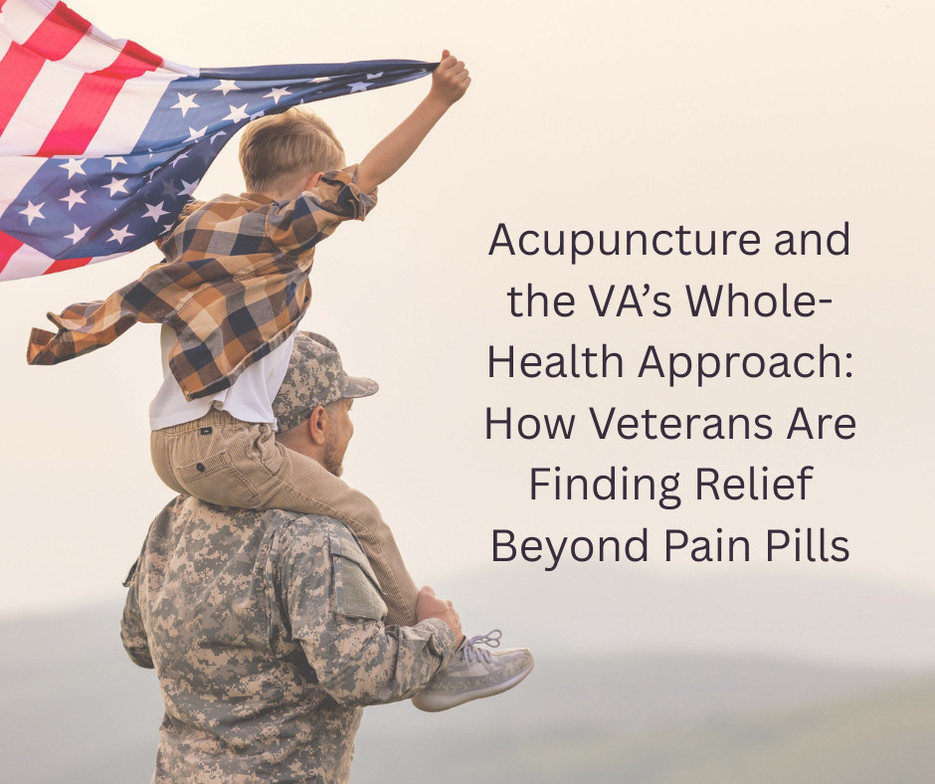 Veteran and child holding American flag — representing holistic healing and VA acupuncture care.