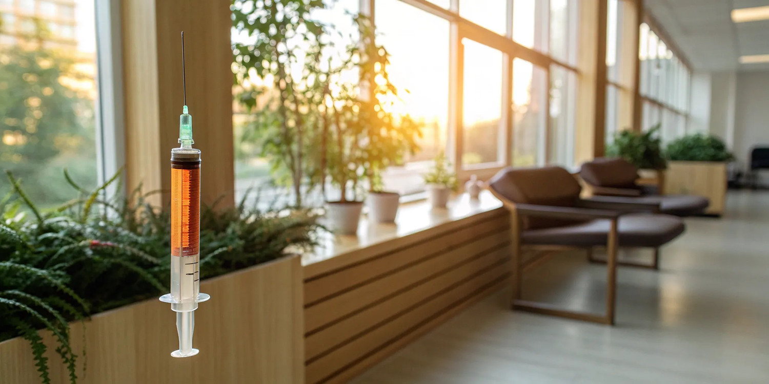 A stem cell injection being prepared in a syringe for arthritis treatment.