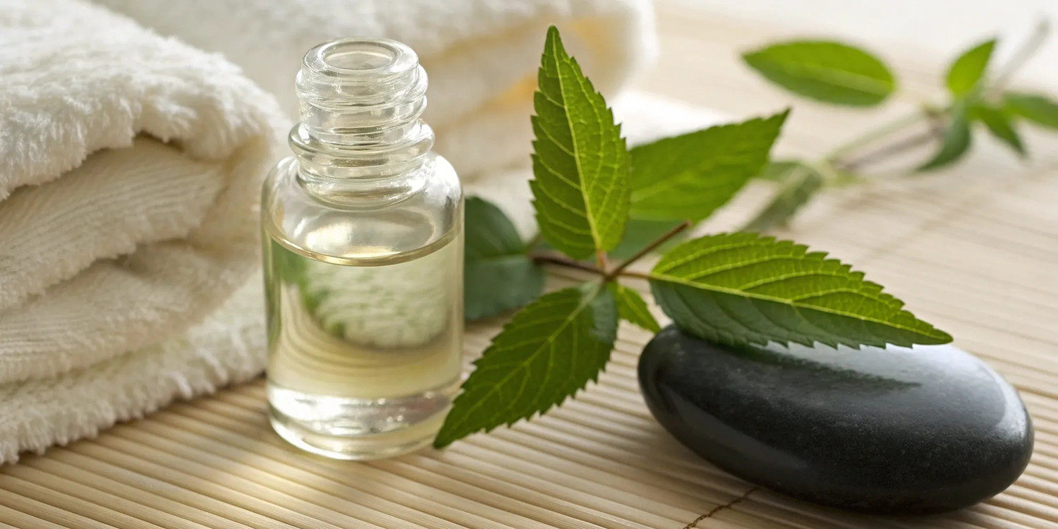 CJC 1295 and Ipamorelin peptide therapy for wellness benefits, with essential oil and green leaves.