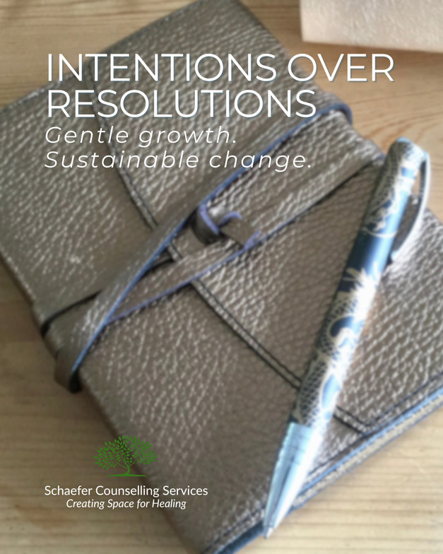 Blurred image of a notebook and pen on a desk, symbolizing reflection, intentions, and journaling for personal growth.