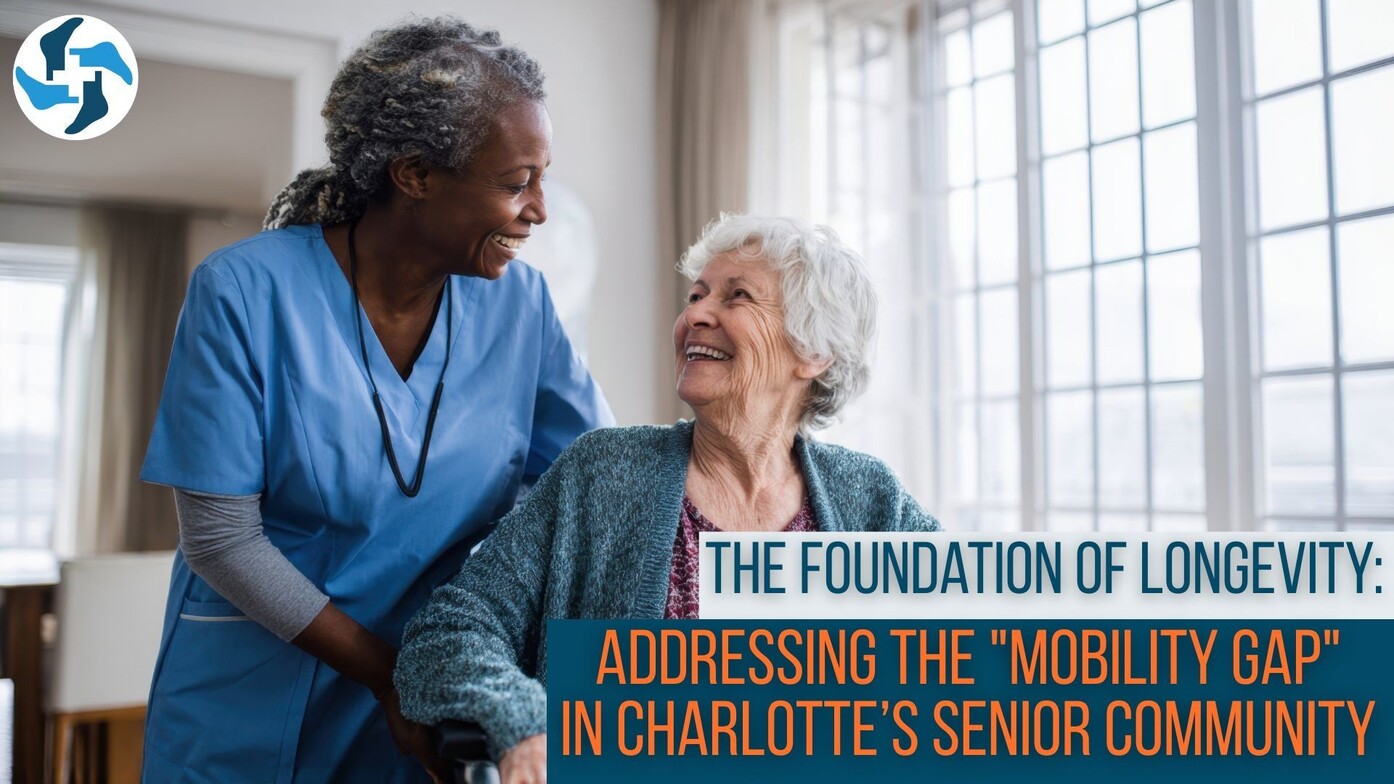 photo of a caregiver in Charlotte looking at a senior podiatric patient and smiling