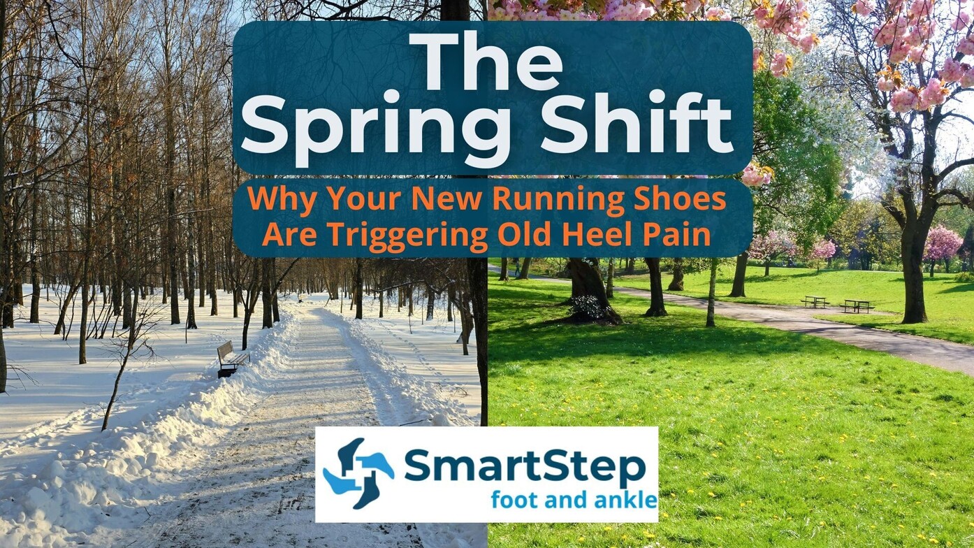 photo of a park covered in wintertime snow next to a picture of a park during the springtime with text