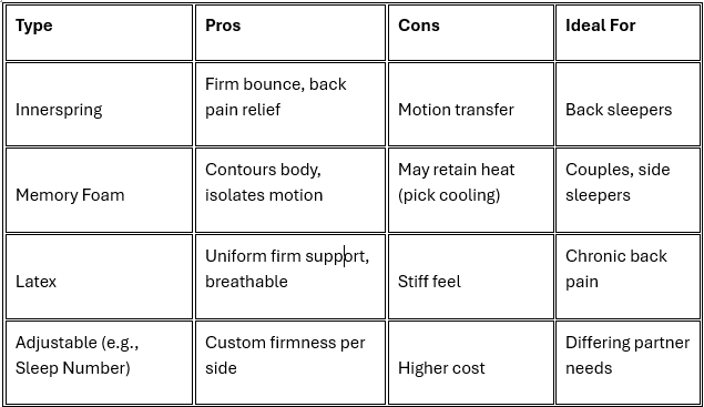 mattress chart