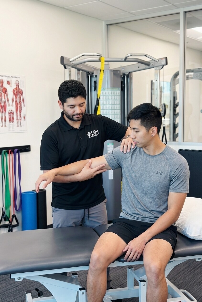 Patient working with a provider at a physical therapy clinic in Carlsbad