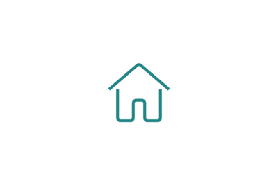 Teal outline of a house with transparent background