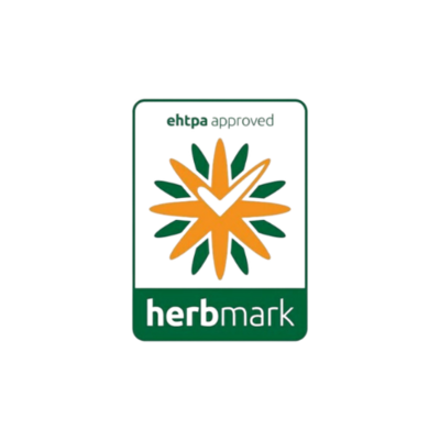 EHTPA HerbMark logo showing a green and orange star shaped emblem with a check mark and the text ‘ehtpa approved’ and ‘herbmark’