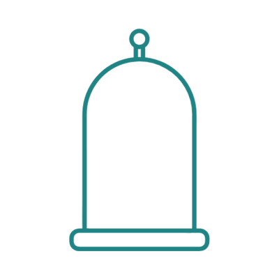 Teal icon of a single Facial Cupping cup, on a transparent background