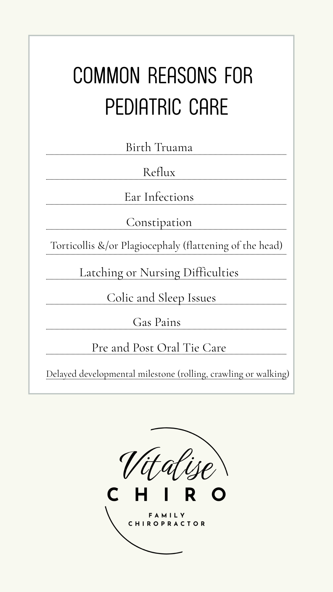 Common reasons for babies to go to a chiro