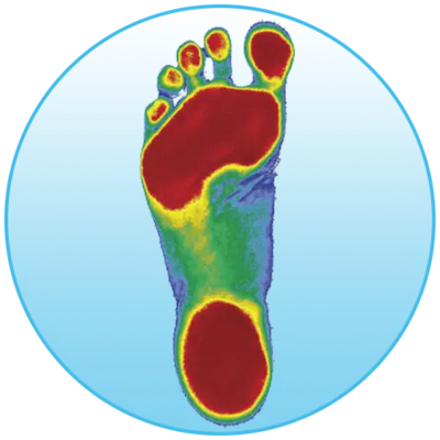 Foot icon with heat imagery