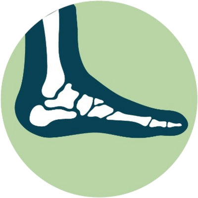 Icon of white foot logo surrounded by green circle