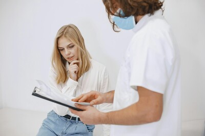 image of patient consulting with provider