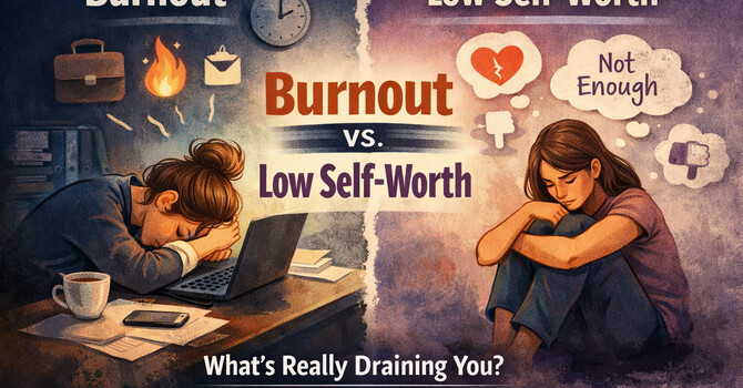 Burnout or Low Self-Worth? Understanding the Difference | Calgary Therapy image