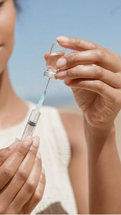 lyv health hands holding drug vial and syringe