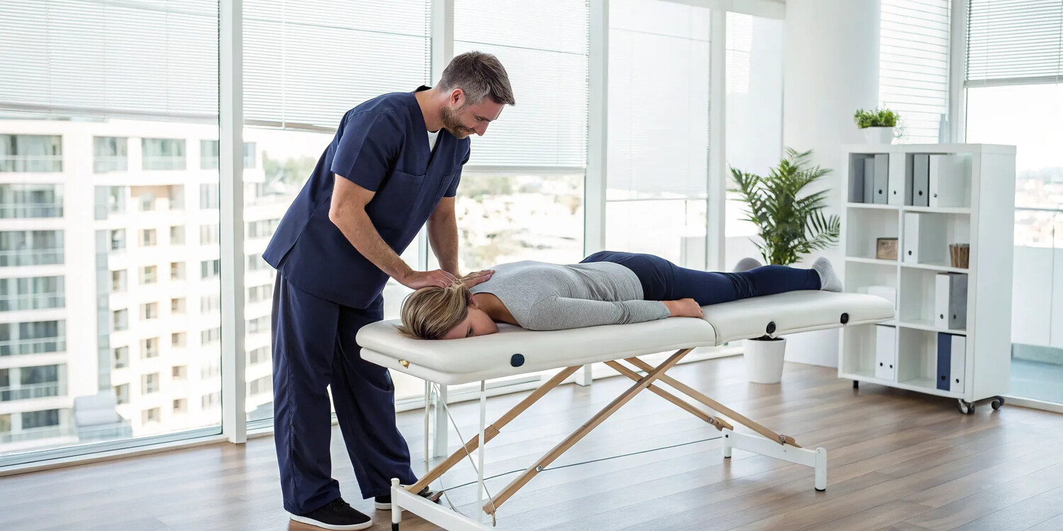 Patient receiving a spinal adjustment for the benefits of regular chiropractic care.