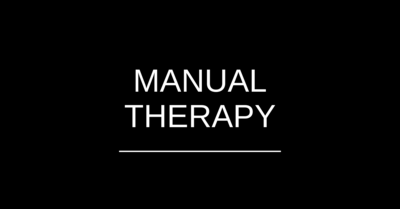 Black background with text: Manual Therapy