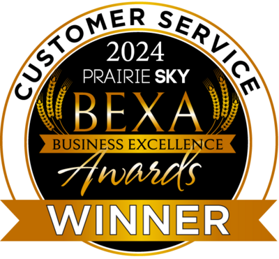 Prairie Sky Business Excellence Award Winning Badge for 2024 Customer Service.