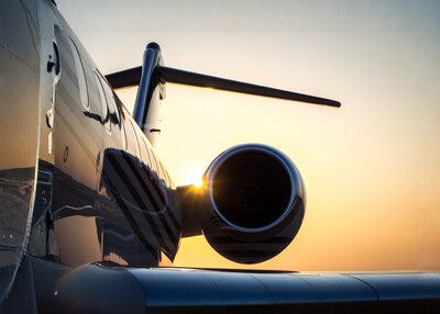 Jet engine silhouette at sunset