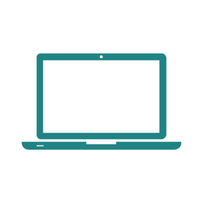 Teal laptop icon, on a transparent background