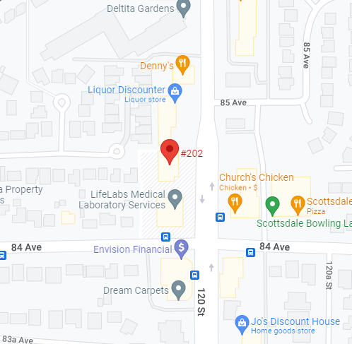 Map to Contact Us | Care & Cure Physiotherapy — Surrey & North Delta in Delta, BC