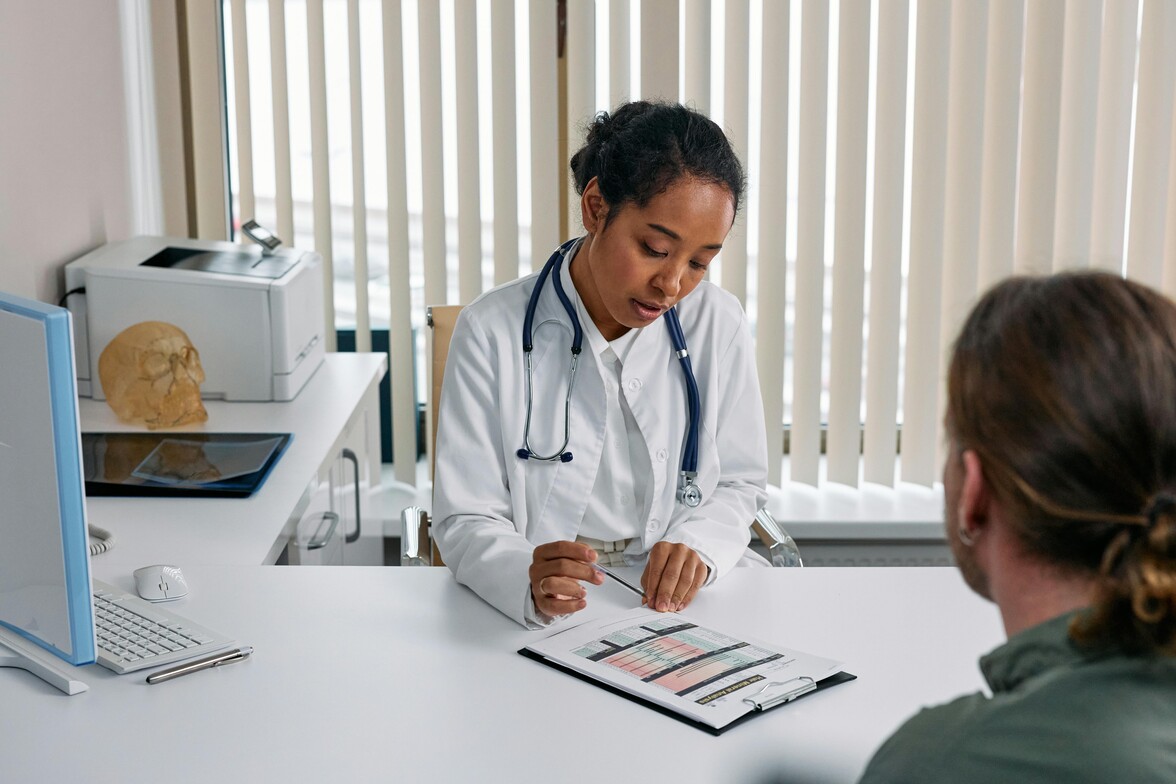 doctor talking to patient over results