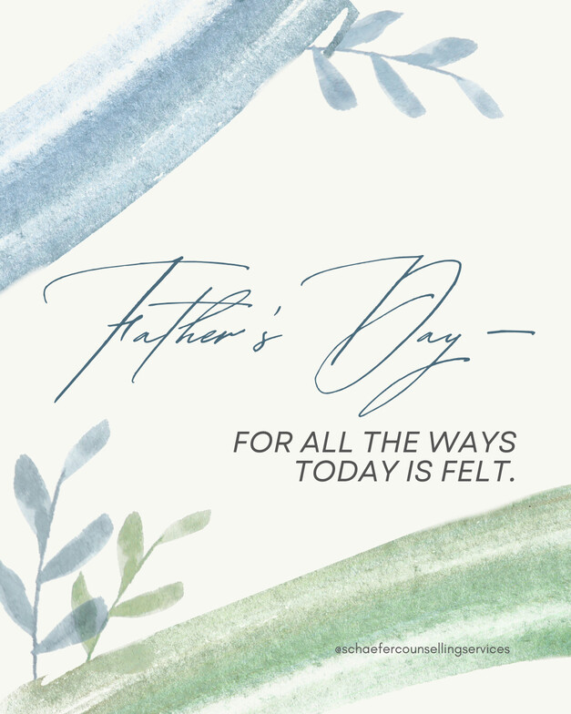 A gentle watercolour image with the text: "Father's Day. For all the ways today is felt." by Schaefer Counselling Services, St. Albert, Alberta.