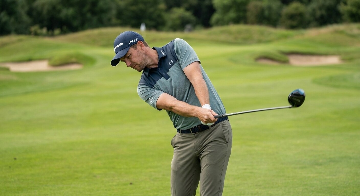 Golfer demonstrating full swing mobility during sports chiropractic care in Springfield, MO
