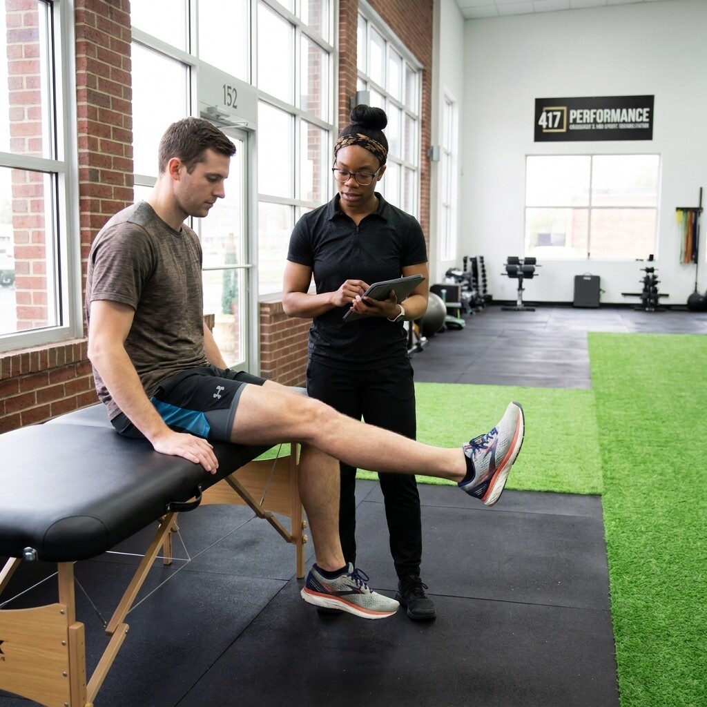Patient working with a provider at a sports rehabilitation clinic in Springfield, MO