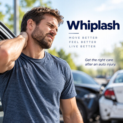 Man holding his neck after an auto accident representing whiplash