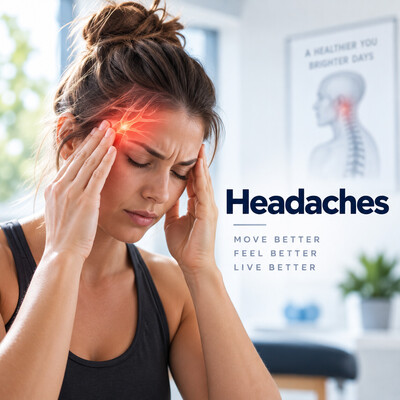 Woman holding her temples experiencing headache pain