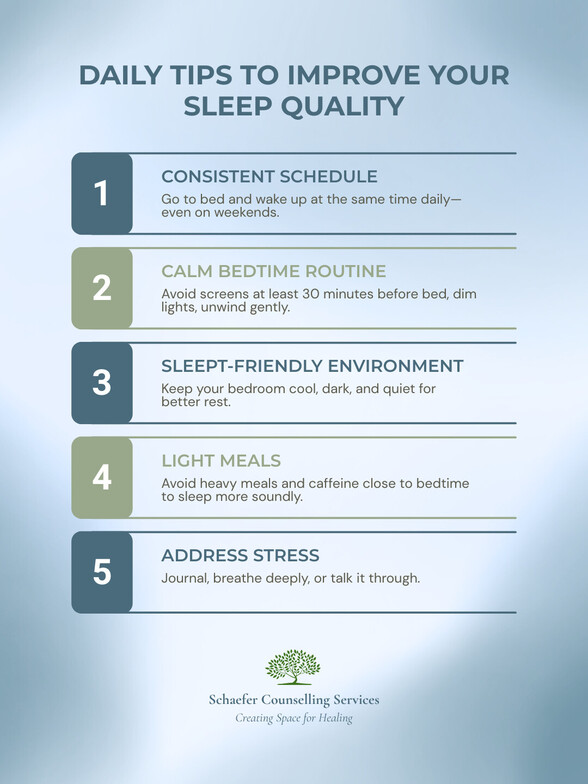 World Sleep Day 2026 image with 5 sleep tips to support mental health and wellbeing in St. Albert.