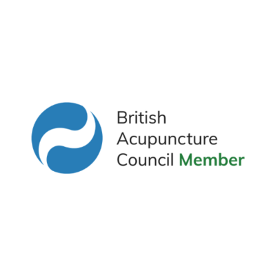 British Acupuncture Council Member logo with a blue circular symbol and black and green text