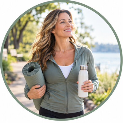 Woman enjoying an active everyday lifestyle outdoors, feeling strong, confident and well.